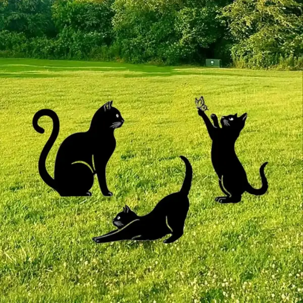 Geschenke für Katzenliebhaber: Gartenstecker Katzen-Silhouette