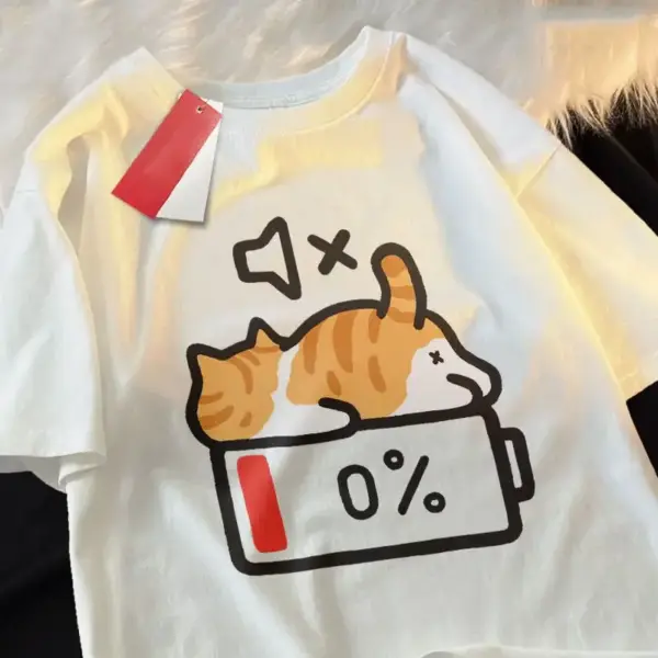 Geschenk für Katzenliebhaber: Damen T-Shirt mit Katze, Weiß – Bild 2