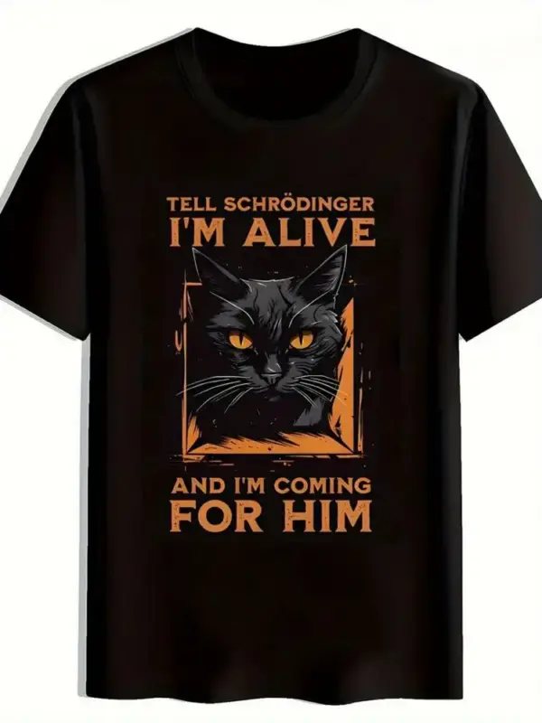 Geschenk für Katzenliebhaber: T-Shirt mit Katzenkopf, Schwarz – Bild 2