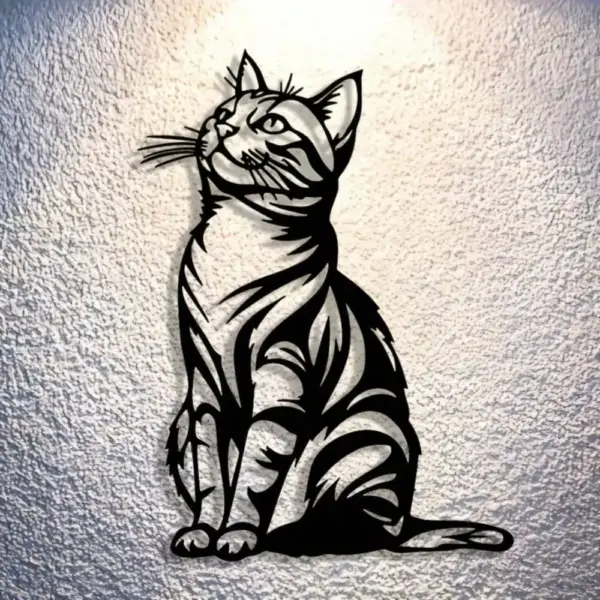 Geschenke für Katzenliebhaber: Metall-Wanddeko, sitzende Katze – Bild 2