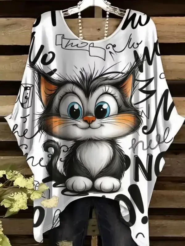 Geschenke für Katzenliebhaber: Weites Shirt mit Katzenmotiv