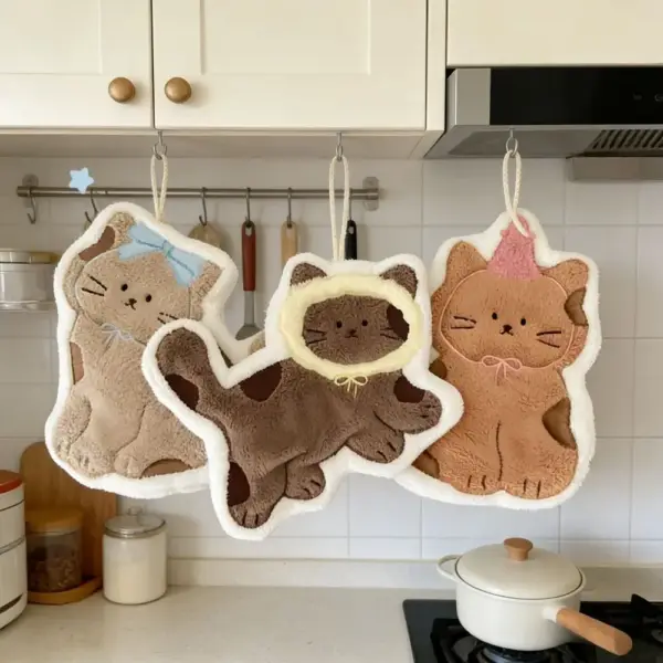 Katzen-Handtuch zum Aufhängen, bestickt, in Katzenform