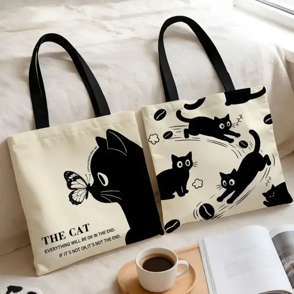 Geschenke für Katzenliebhaber: Canvas-Tasche Katzen und Kaffee – Bild 2