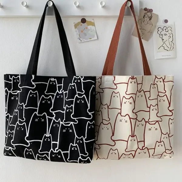 Geschenke für Katzenliebhaber: Canvas-Tasche mit Katzenmuster – Bild 2