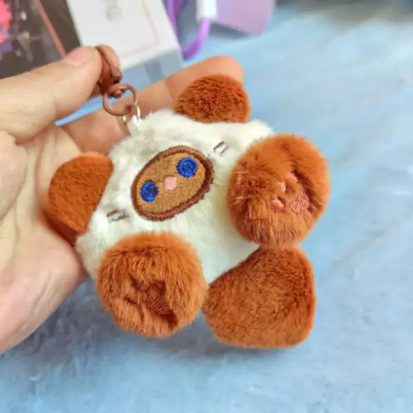 Schlüsselanhänger Katze aus Plüsch mit Karabiner – Bild 2