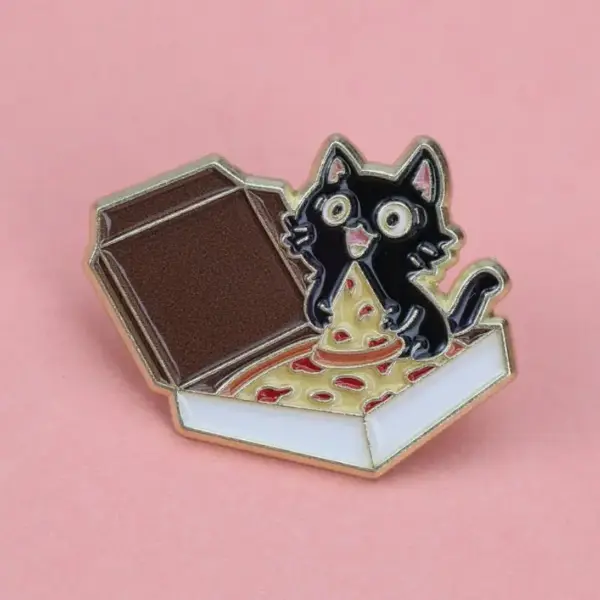 Geschenke für Katzenliebhaber: Pin Katze mit Pizza-Karton – Bild 2