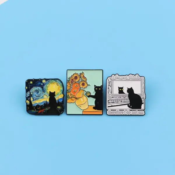 Geschenke für Katzenliebhaber: Katzen-Pin-Set Gemäldemotive – Bild 2