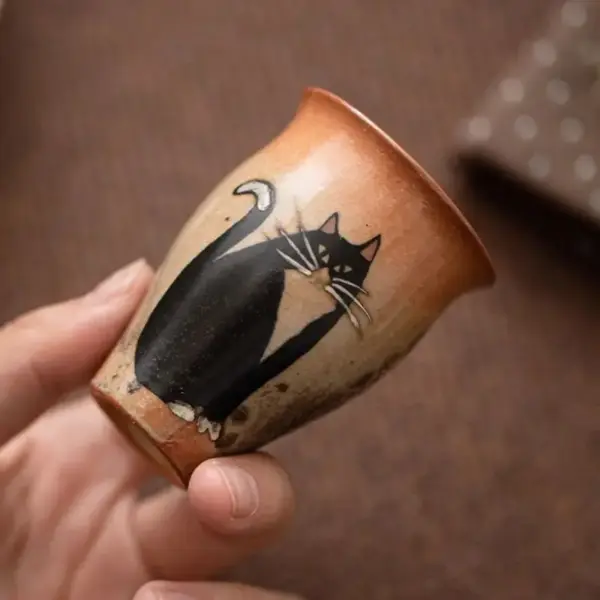 Geschenke für Katzenliebhaber: Teetasse Katze handbemalt – Bild 2