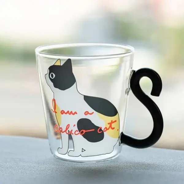 Geschenk für Katzenliebhaber: Glastasse mit Schwanzhenkel