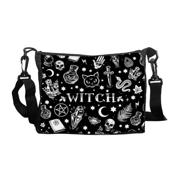 Geschenke für Katzenliebhaber: Umhängetasche mit Hexen-Motiv