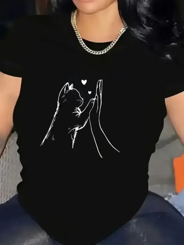 Geschenke für Katzenliebhaber: T-Shirt mit Katze und High Five – Bild 2