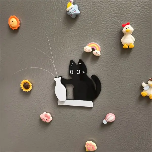 Geschenke für Katzenliebhaber: Kühlschrankmagnet Katze mit Vase – Bild 2