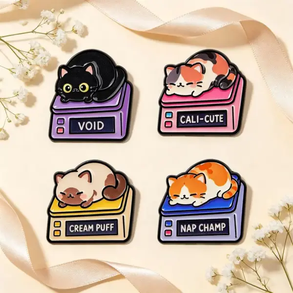 Geschenke für Katzenliebhaber: Emaille-Pin Katze vor Flammen – Bild 2