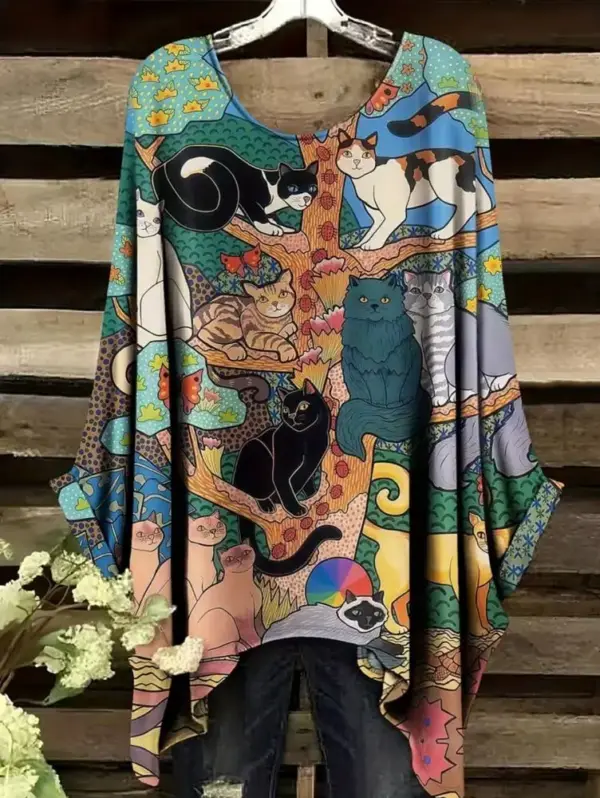 Geschenke für Katzenliebhaber: Weites Shirt mit Katzenmotiv – Bild 2