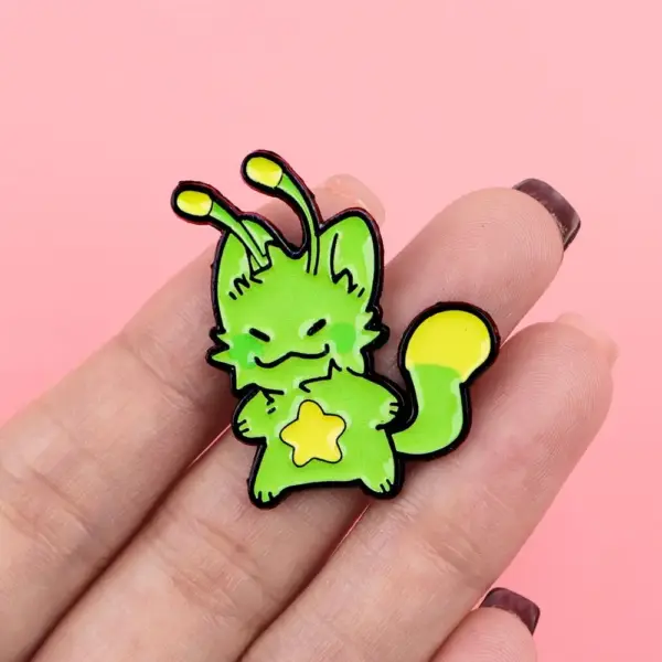 Geschenk für Katzenliebhaber: 3 Alien-Katzen-Pins, Grün – Bild 3