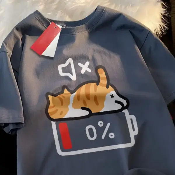 Geschenk für Katzenliebhaber: Damen T-Shirt mit Katze, Weiß – Bild 4