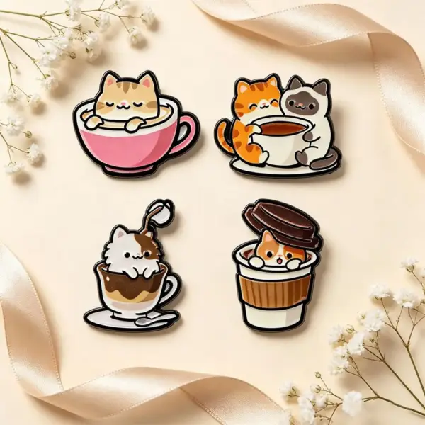 Geschenke für Katzenliebhaber: Emaille-Pin Katze vor Flammen – Bild 3