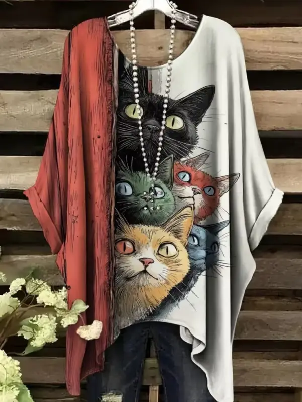 Geschenke für Katzenliebhaber: Weites Shirt mit Katzenmotiv – Bild 3