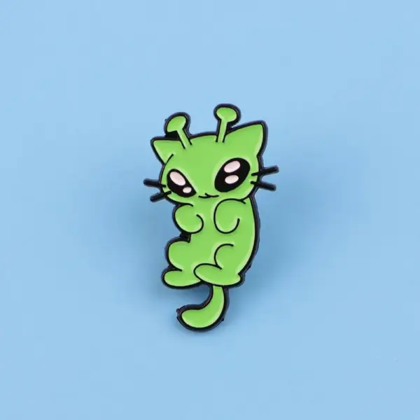 Geschenk für Katzenliebhaber: 3 Alien-Katzen-Pins, Grün – Bild 4