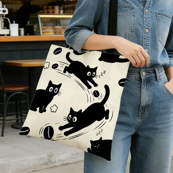 Geschenke für Katzenliebhaber: Canvas-Tasche Katzen und Kaffee – Bild 3
