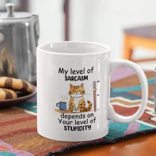 Geschenke für Katzenliebhaber: Keramiktasse mit Katze und Spruch
