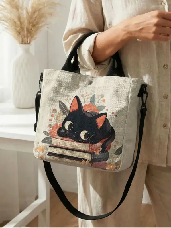 Geschenke für Katzenliebhaber: Handtasche mit Katze auf Büchern – Bild 3