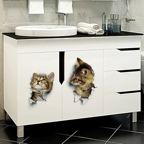 Geschenke für Katzenliebhaber: 3D-Wandsticker mit Katzen im Loch – Bild 2