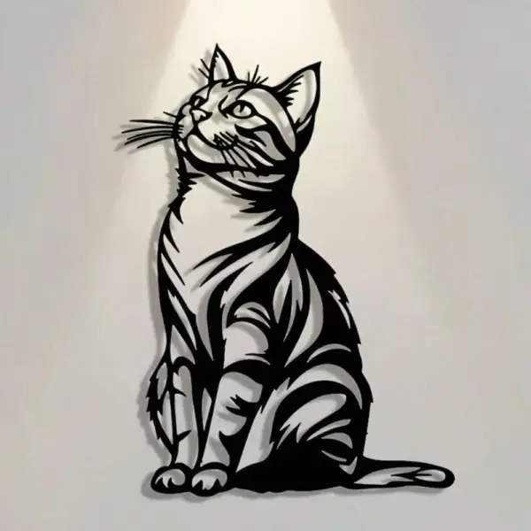 Geschenke für Katzenliebhaber: Metall-Wanddeko, sitzende Katze – Bild 3