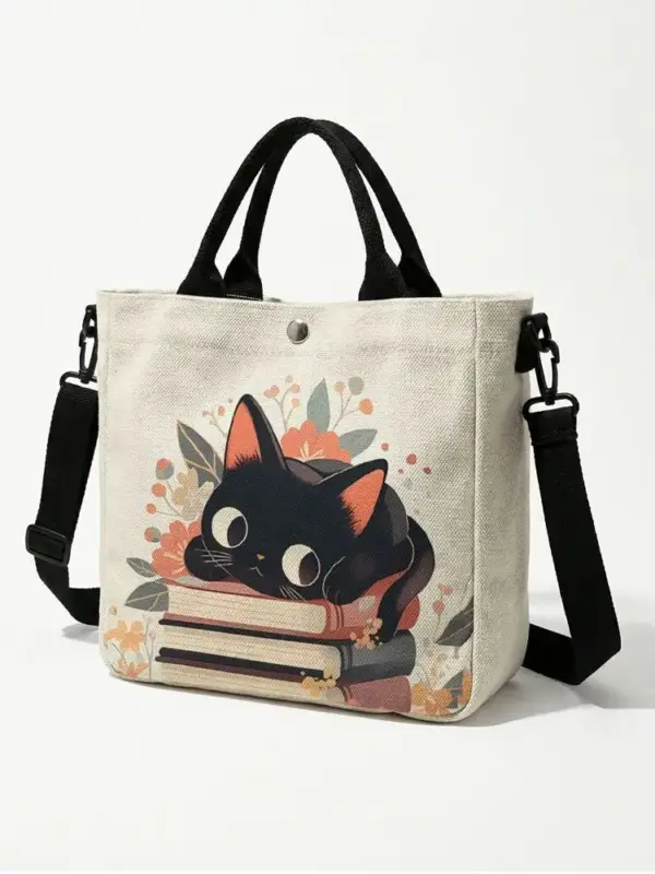 Geschenke für Katzenliebhaber: Handtasche mit Katze auf Büchern – Bild 4