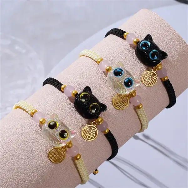 Geschenke für Katzenliebhaber: Geflochtenes Armband, Katzenkopf – Bild 2