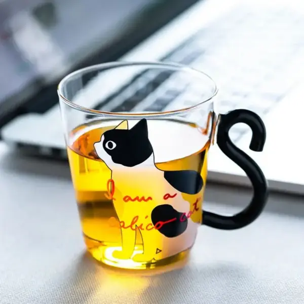 Geschenk für Katzenliebhaber: Glastasse mit Schwanzhenkel – Bild 3