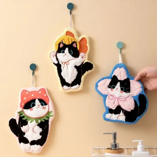 Geschenke für Katzenliebhaber: Handtuch Katzenform mit Schlaufe – Bild 4