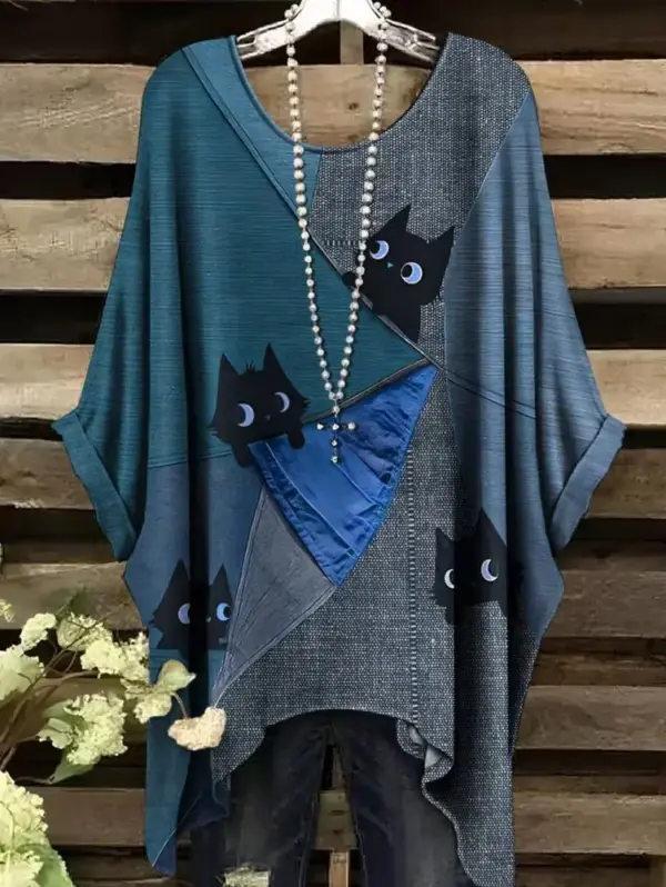 Geschenke für Katzenliebhaber: Weites Shirt mit Katzenmotiv – Bild 4