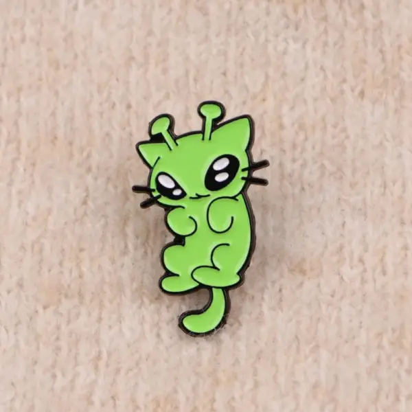 Geschenk für Katzenliebhaber: 3 Alien-Katzen-Pins, Grün – Bild 5