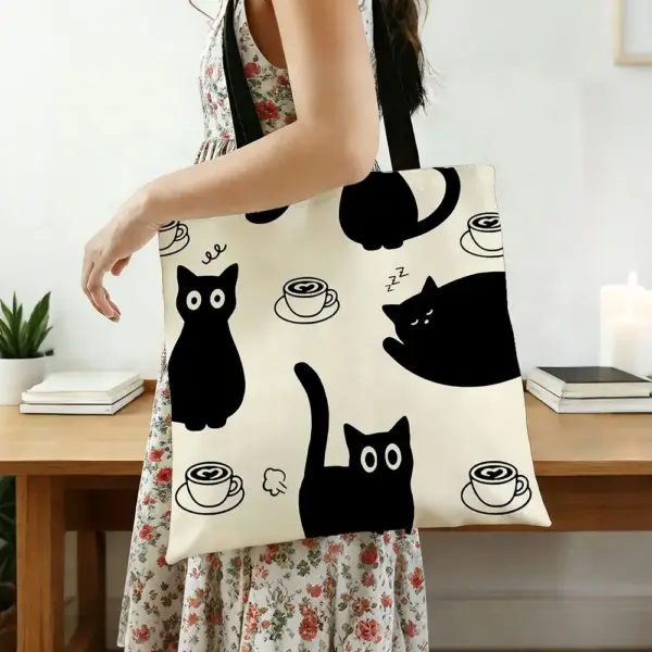 Geschenke für Katzenliebhaber: Canvas-Tasche Katzen und Kaffee – Bild 4