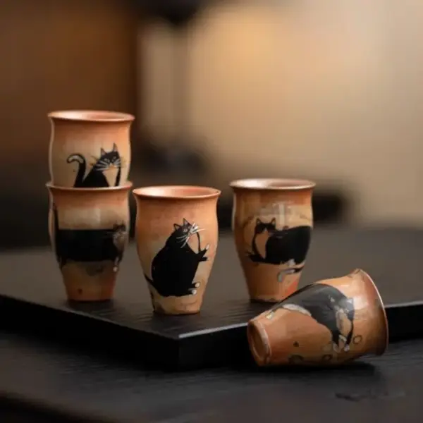 Geschenke für Katzenliebhaber: Teetasse Katze handbemalt – Bild 3