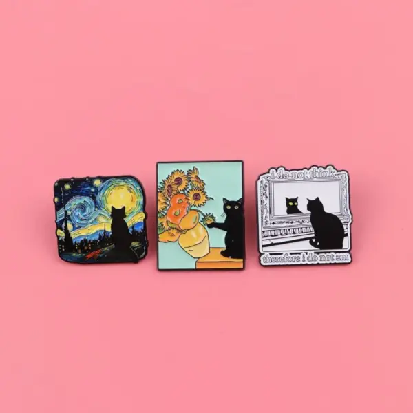 Geschenke für Katzenliebhaber: Katzen-Pin-Set Gemäldemotive – Bild 4