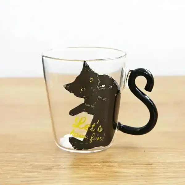 Geschenk für Katzenliebhaber: Glastasse mit Schwanzhenkel – Bild 4