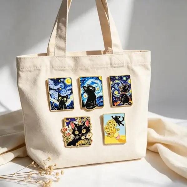 Geschenk für Katzenliebhaber: 5 Katzen-Pins im Gemälde-Stil – Bild 4