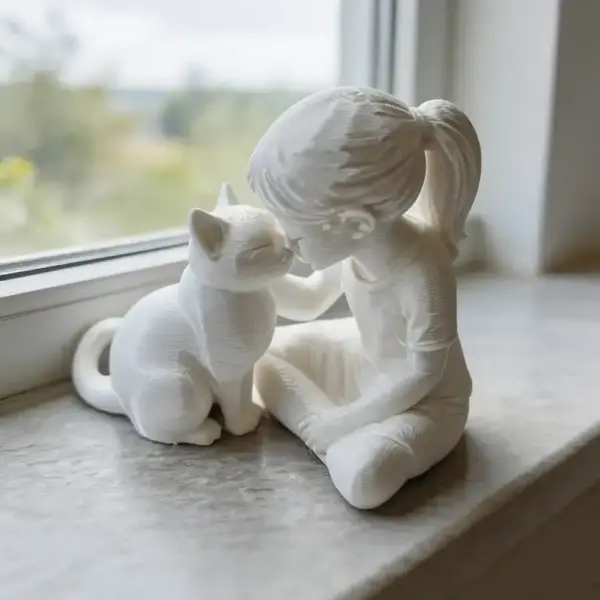 Geschenke für Katzenliebhaber: Figur Mädchen mit Katze – Bild 4