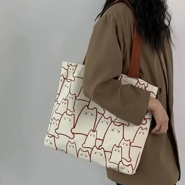 Geschenke für Katzenliebhaber: Canvas-Tasche mit Katzenmuster – Bild 4