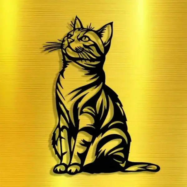 Geschenke für Katzenliebhaber: Metall-Wanddeko, sitzende Katze – Bild 4