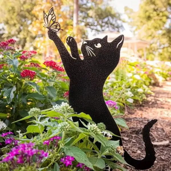 Geschenke für Katzenliebhaber: Gartenstecker Katzen-Silhouette – Bild 3