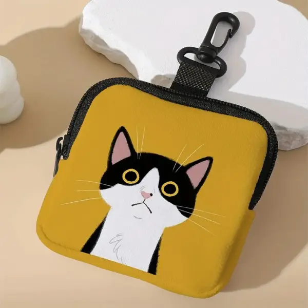 Münzbörse Katze mit Reißverschluss und Karabinerhaken – Bild 4