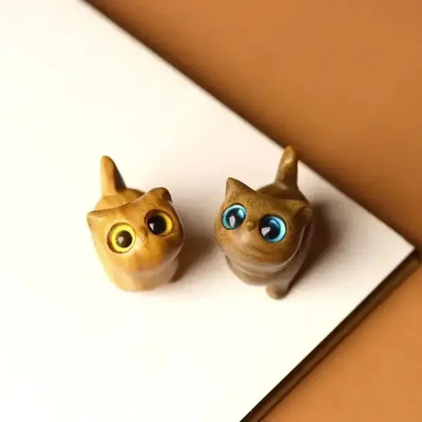 Geschenke für Katzenliebhaber: Holzkatze mit großen Augen – Bild 6