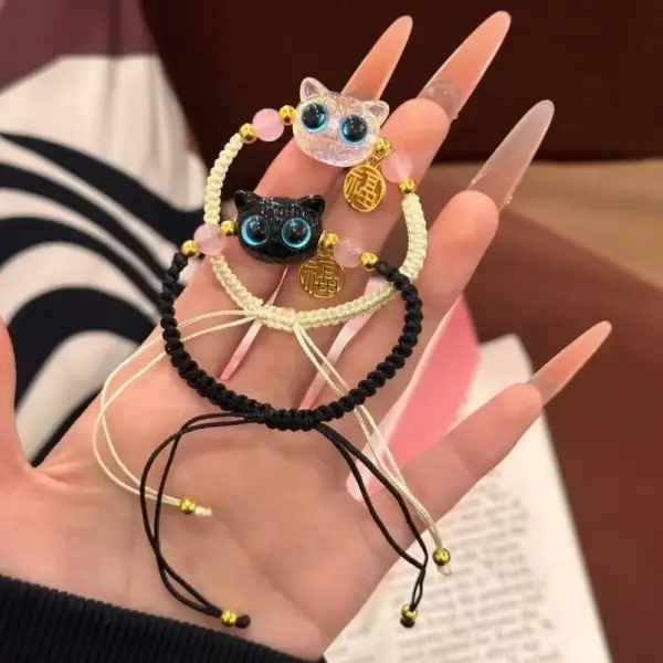 Geschenke für Katzenliebhaber: Geflochtenes Armband, Katzenkopf – Bild 3