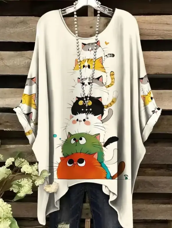 Geschenke für Katzenliebhaber: Weites Shirt mit Katzenmotiv – Bild 5