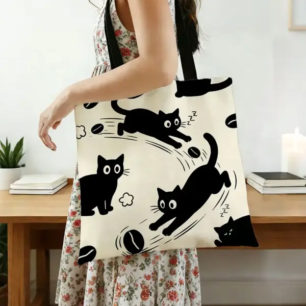 Geschenke für Katzenliebhaber: Canvas-Tasche Katzen und Kaffee – Bild 5