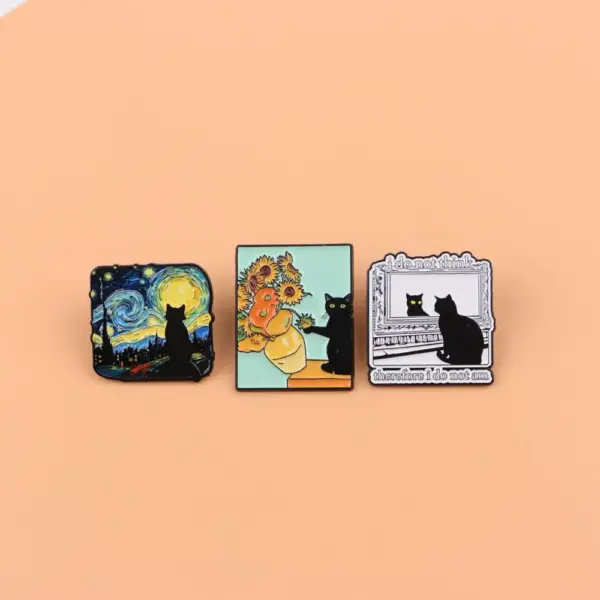 Geschenke für Katzenliebhaber: Katzen-Pin-Set Gemäldemotive – Bild 6
