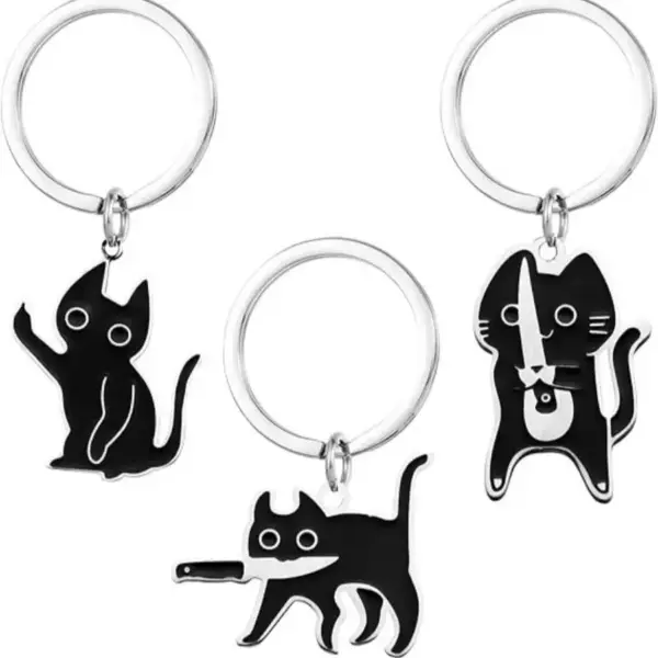 Geschenke für Katzenliebhaber: Schlüsselanhänger Katze mit Messer – Bild 7